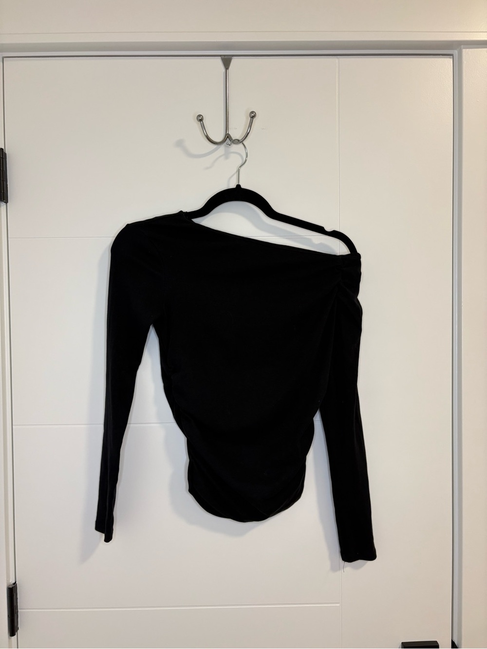 Zara Black One-Shoulder Long Sleeve Top